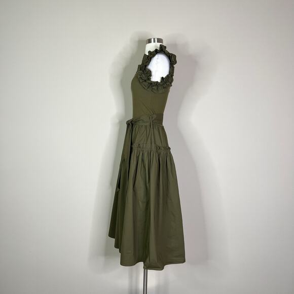 Karina Grimaldi | Rafaela Green Solid Ruffle Ribbed Revolve Tank Midi Dress XS - Picture 11 of 14